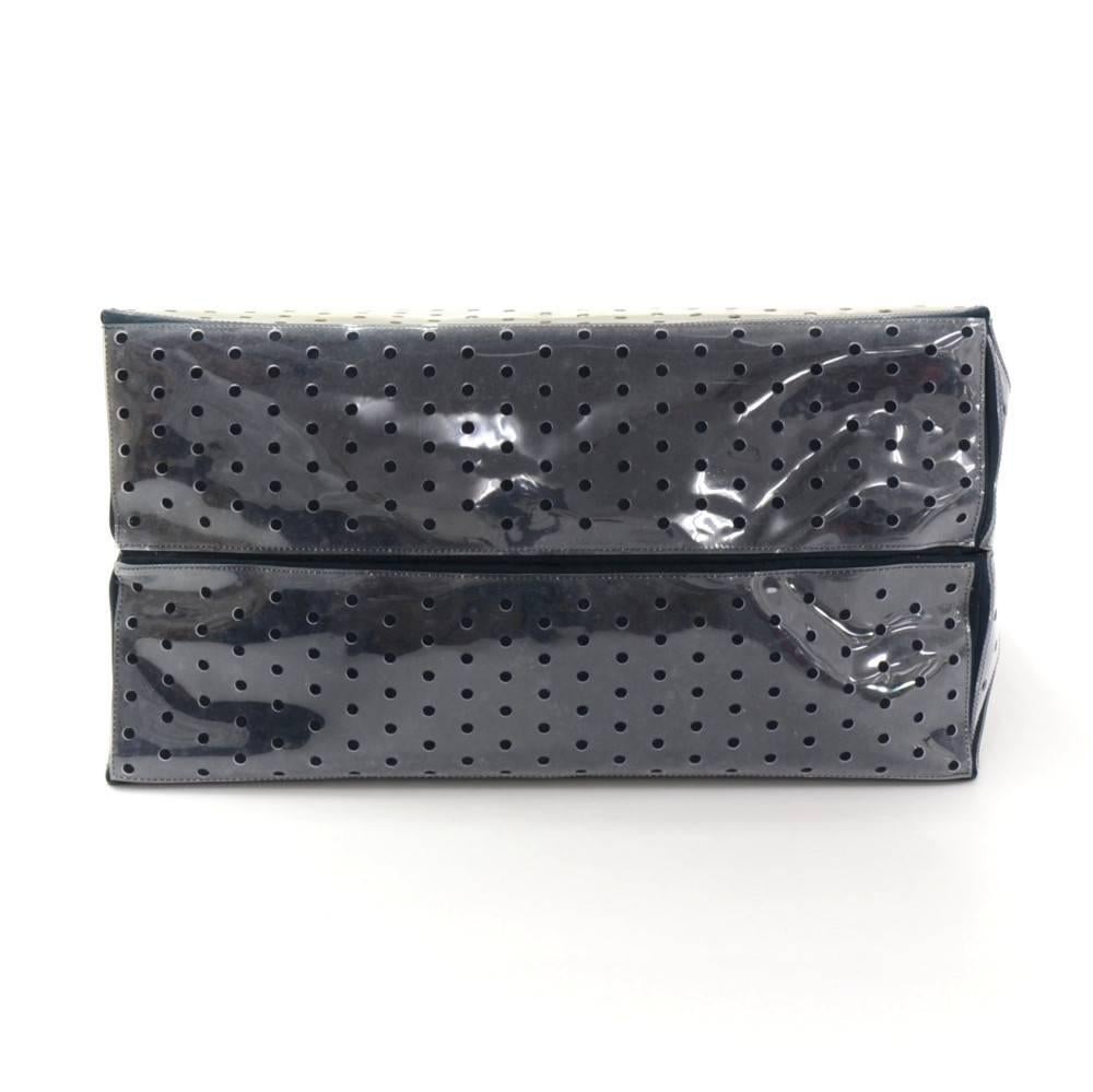 Chanel XL White x Black Cotton x Vinyl Tote Hand Bag For Sale 1