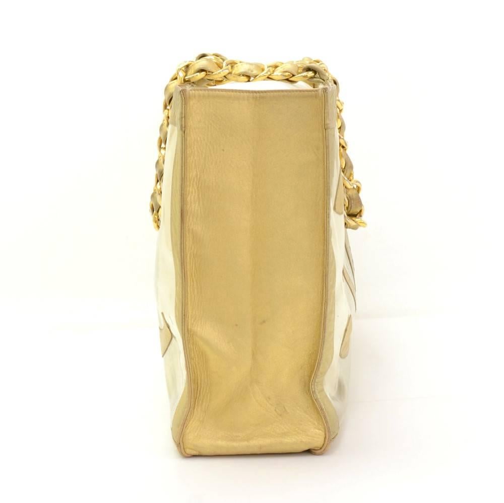 Chanel Jumbo XL Vinyl x Gold Leather Shoulder Shopping Tote Bag 1