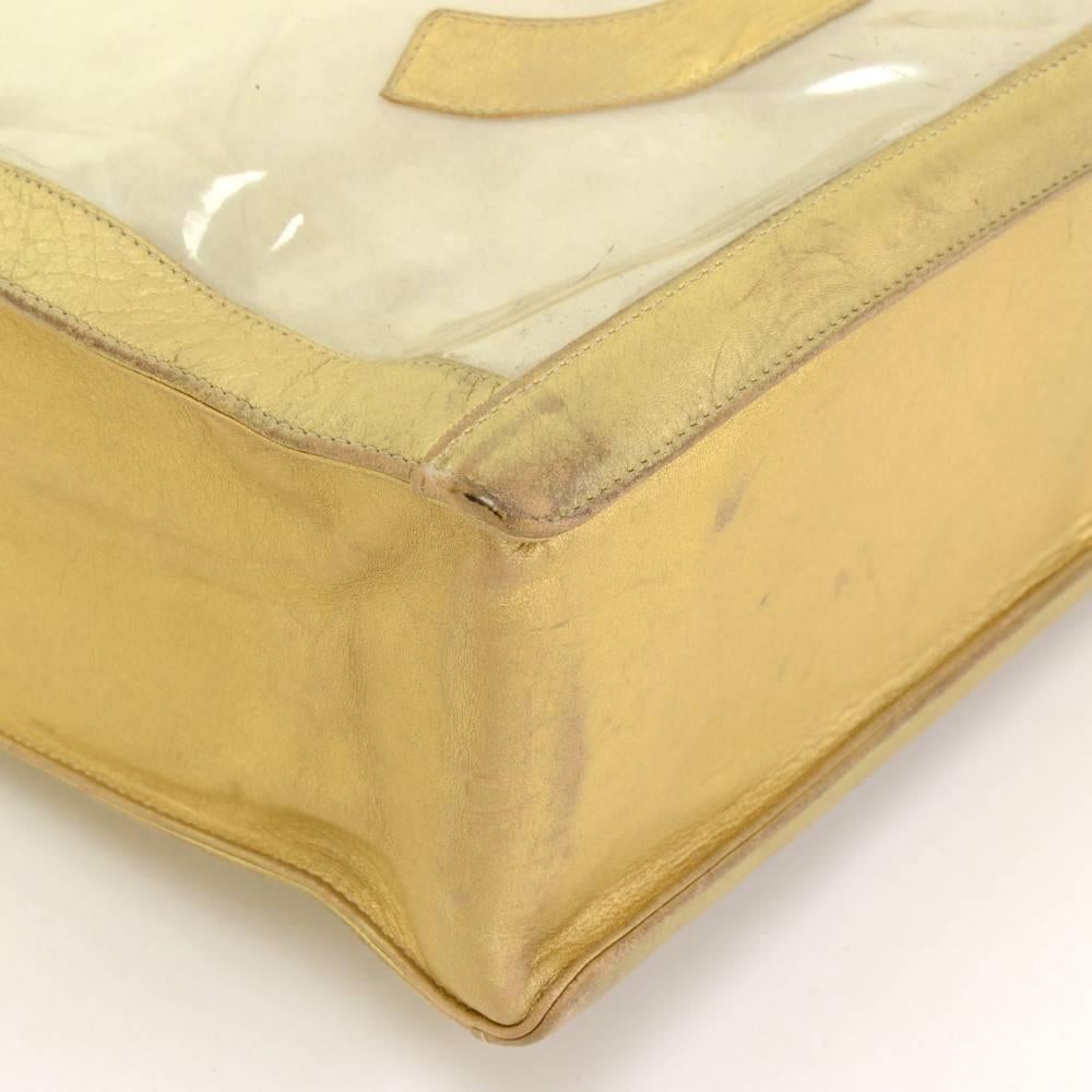 Chanel Jumbo XL Vinyl x Gold Leather Shoulder Shopping Tote Bag 3