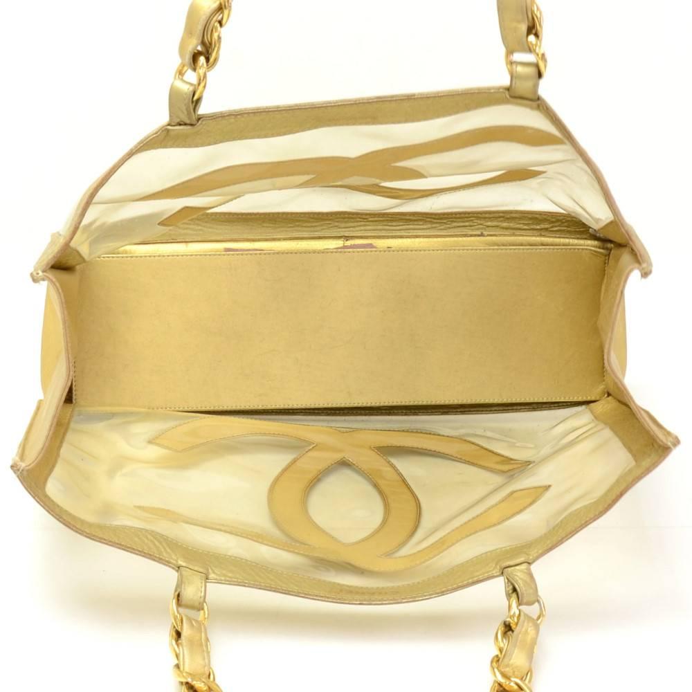 Chanel Jumbo XL Vinyl x Gold Leather Shoulder Shopping Tote Bag 6