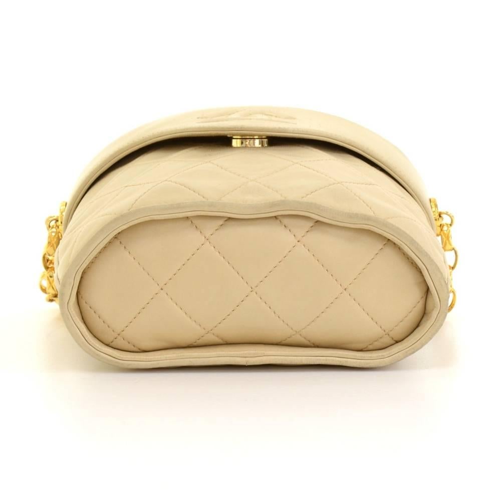 Vintage Chanel Beige Quilted Leather Fringe Shoulder Pochette Flap Bag 2