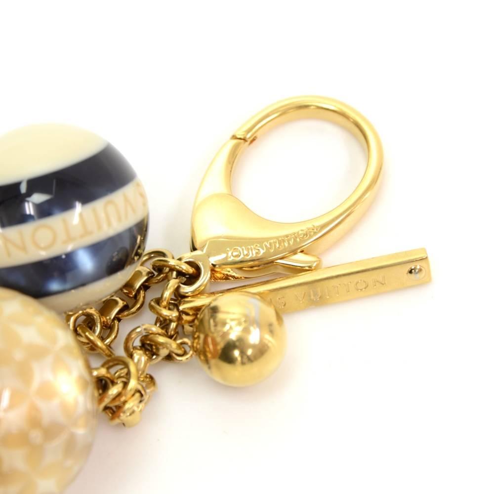 Louis Vuitton Black Mini Lin Ball Charm Gold Tone Key Chain / Holder In Good Condition In Fukuoka, Kyushu