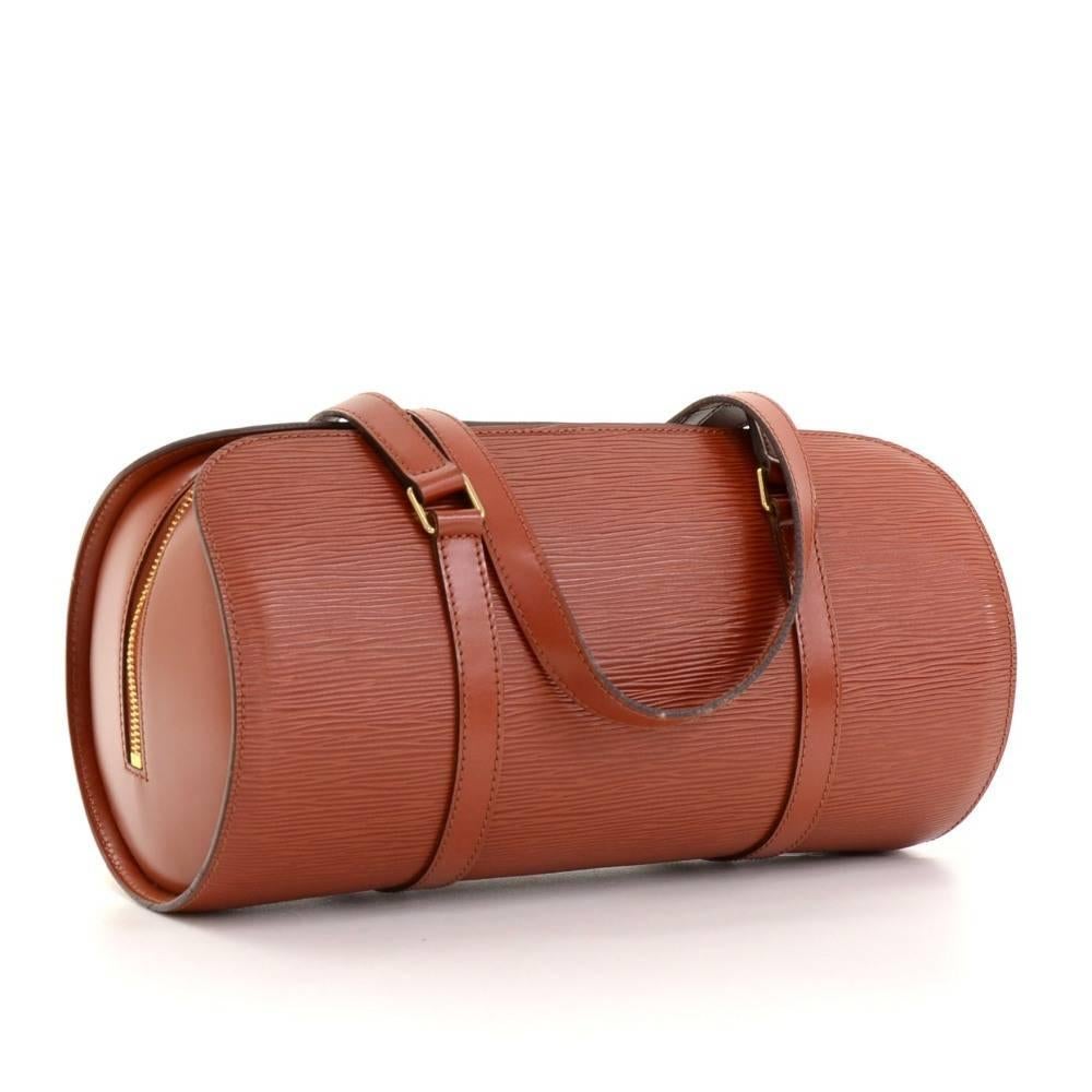 Louis Vuitton Soufflot Brown Kenyan Fawn Epi Leather Hand Bag + Pouch