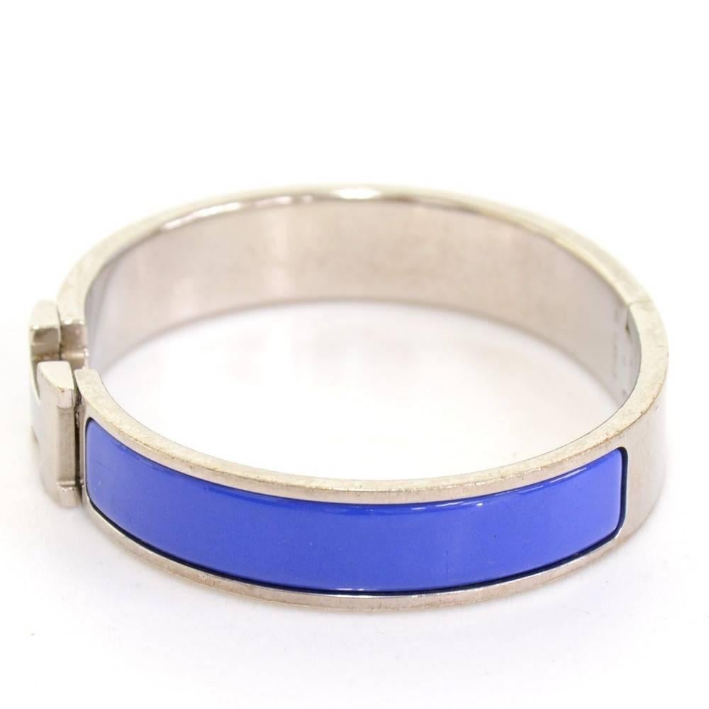 Hermes Blue x Silver Tone H Clic Clac PM Bangle 1