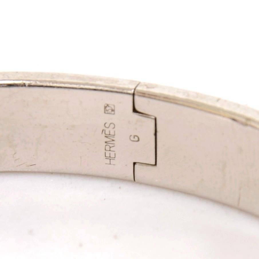 Hermes Blue x Silver Tone H Clic Clac PM Bangle 4