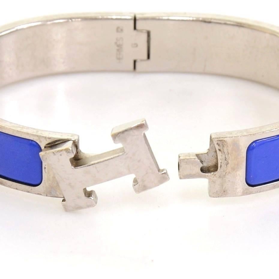 Hermes Blue x Silver Tone H Clic Clac PM Bangle 5