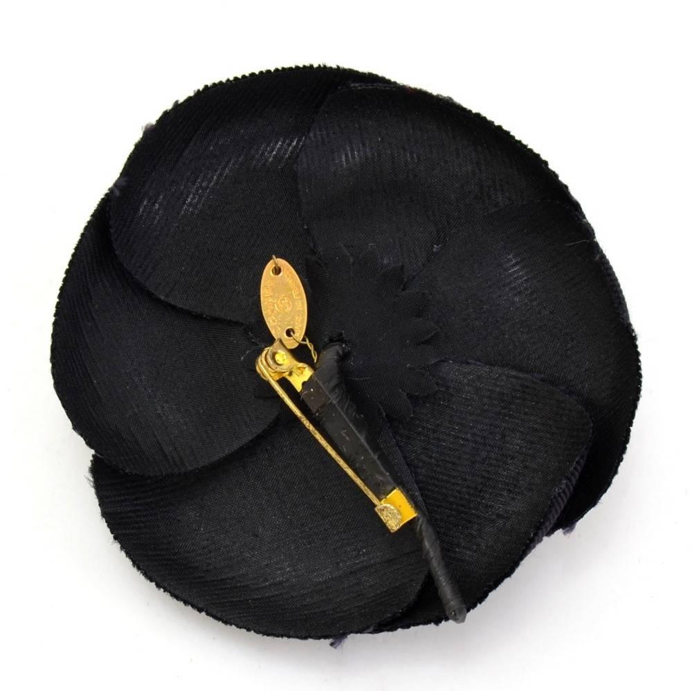 Chanel Black Camellia Brooch Pin 1