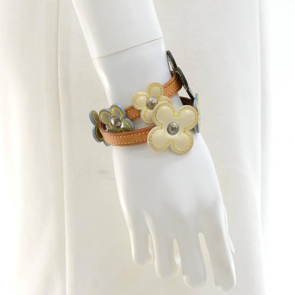 Louis Vuitton Multicolor Vernis Leather Flower Chocker Bracelet -  2002 Limited 3