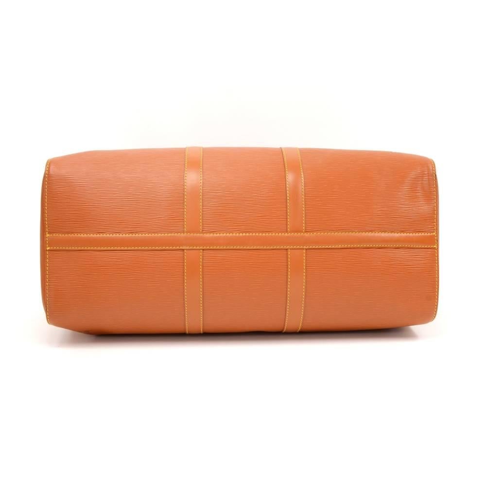 Orange Vintage Louis Vuitton Keepall 50 Brown Cipango Gold Epi Leather Travel Bag