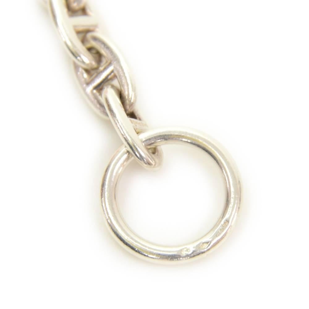 Beige Hermes Silver Chain Bracelet