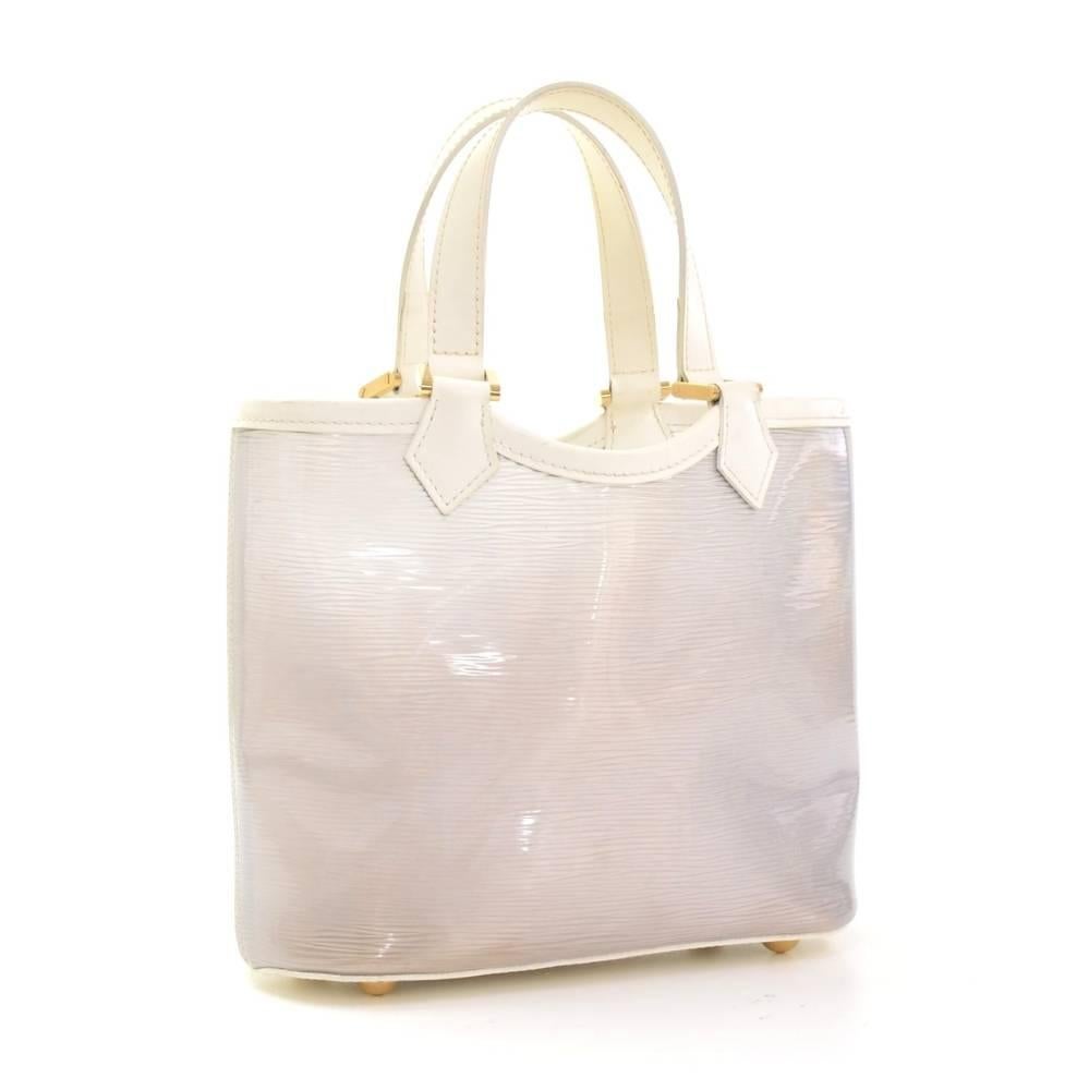 Louis Vuitton Plage Lagoon White Vinyl Epi Mini Beach Tote Handbag + Pouch In Excellent Condition In Fukuoka, Kyushu