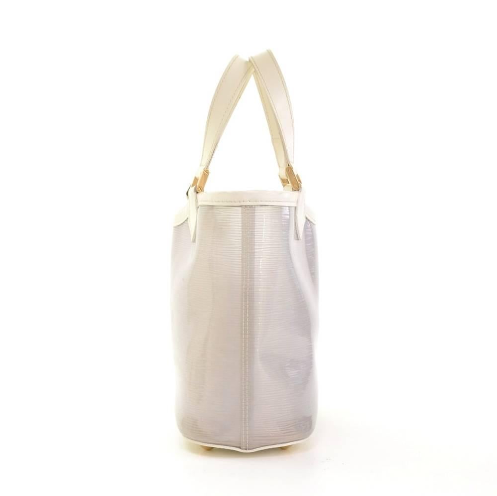 Louis Vuitton Plage Lagoon White Vinyl Epi Mini Beach Tote Handbag + Pouch 1