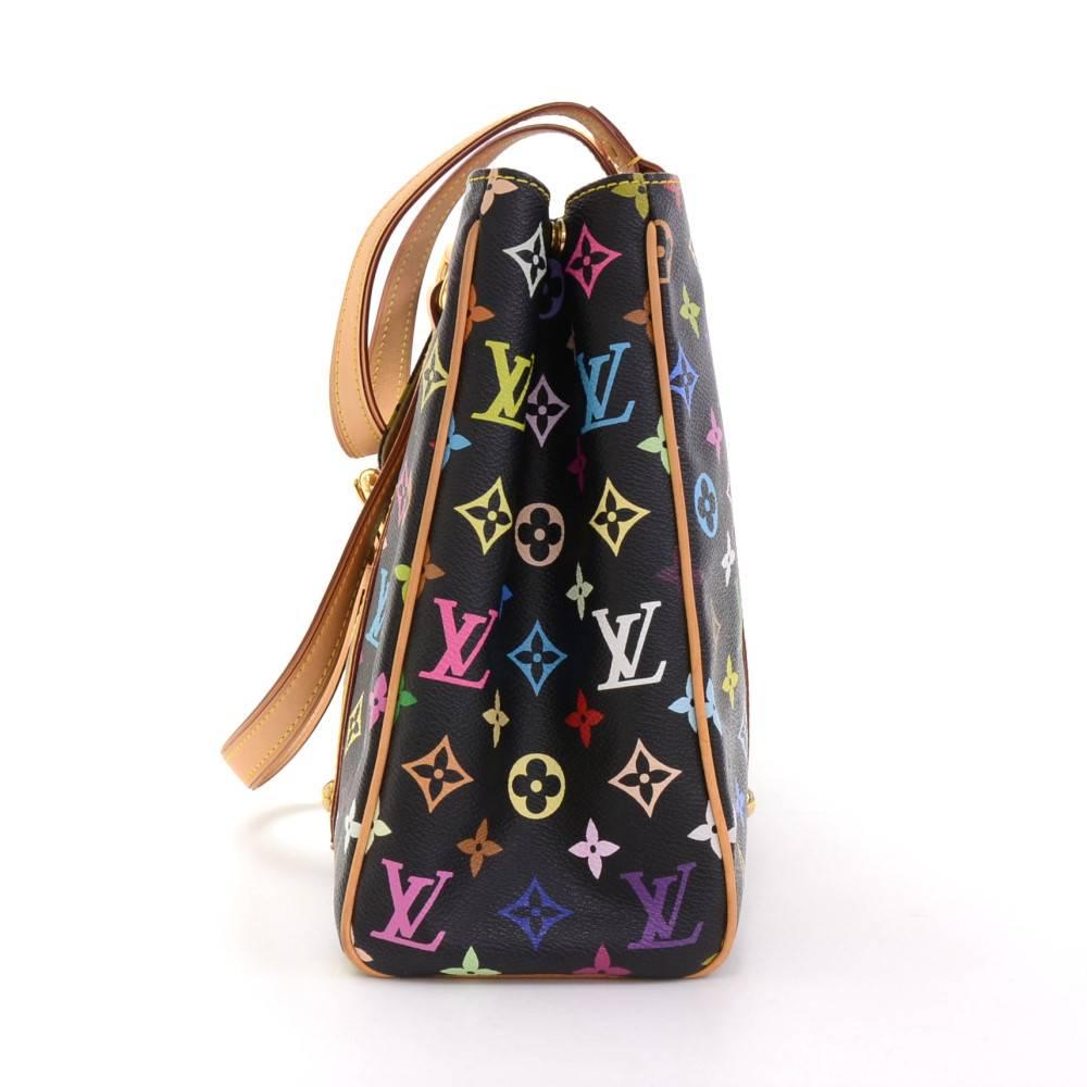Louis Vuitton Aurelia MM Black Multicolor Monogram Canvas Shoulder Hand Bag 1