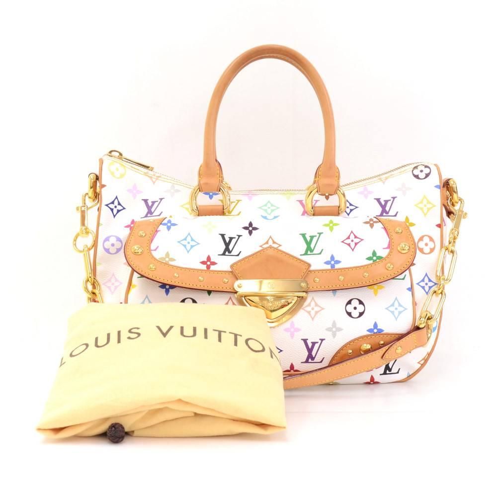 Louis Vuitton Rita bag in white multicolor monogram canvas. Outside, it has 1 large pocket with flap and push lock on front. Top is secured with zipper. Inside has red alkantra lining with 1 open pocket. Great for daily use.

Made in: