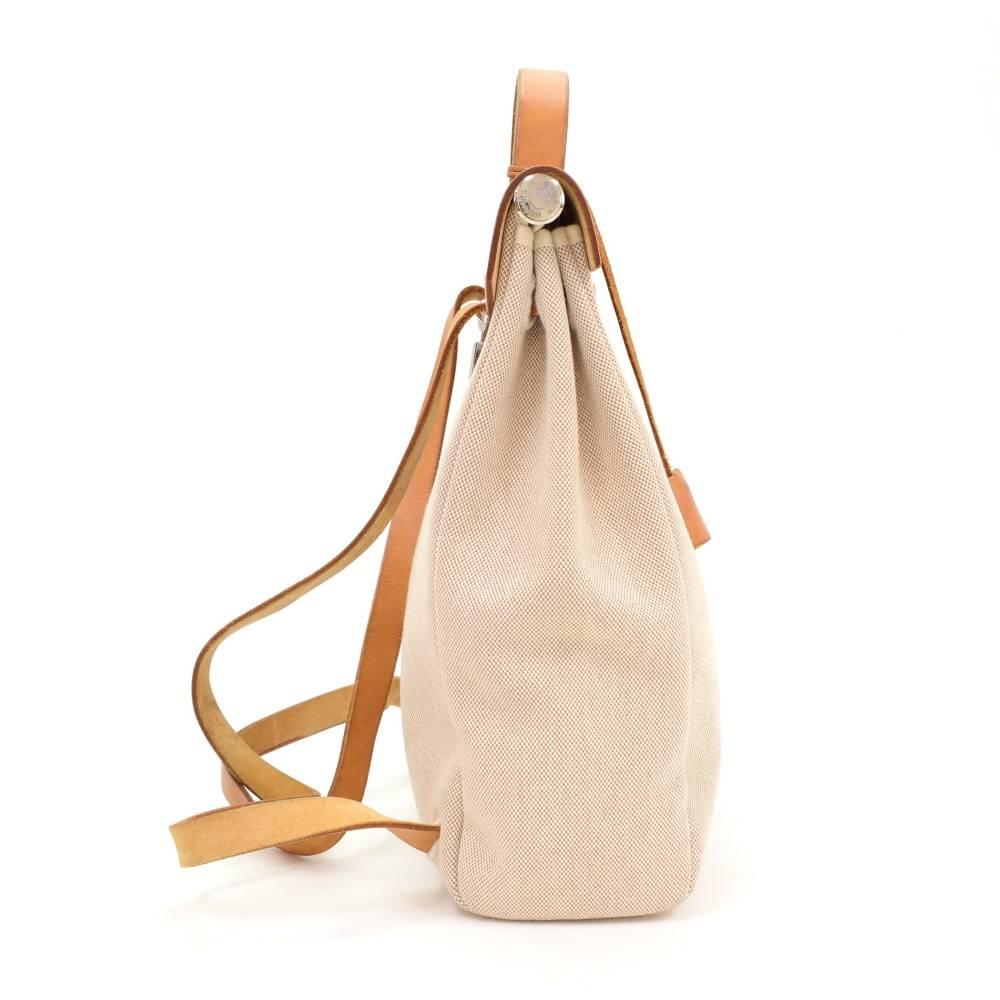 beige canvas backpack