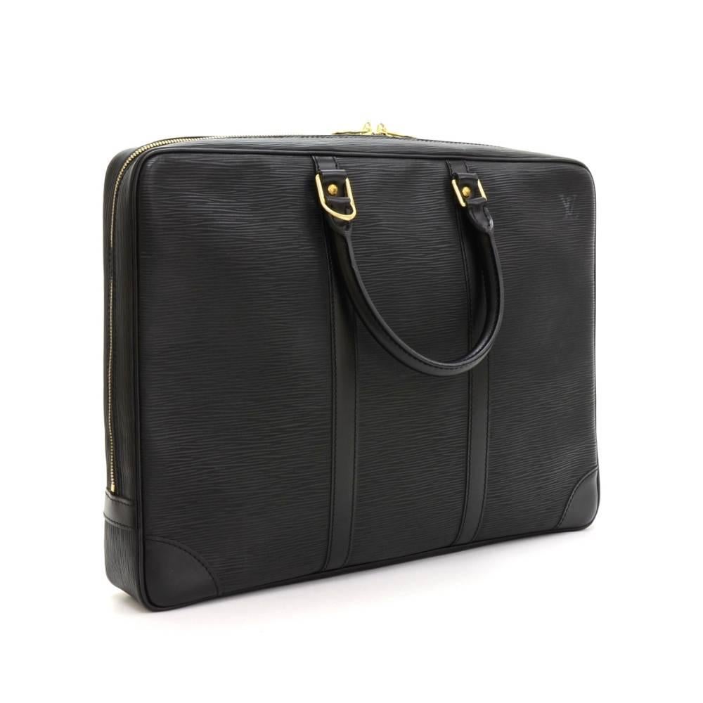 Louis Vuitton Porte Document Voyage Black Epi Leather Brief Case Bag at ...