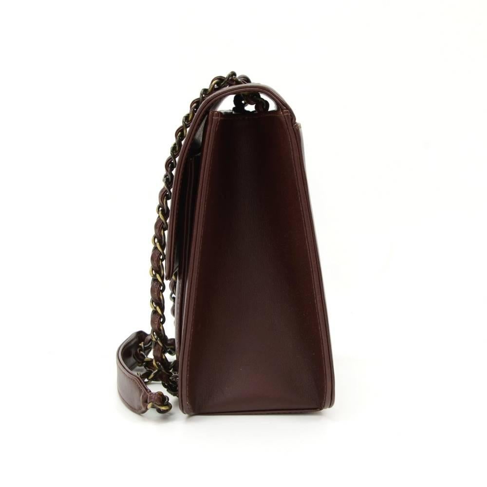 Chanel Burgundy Leather Small Shoulder Flap Bag 1
