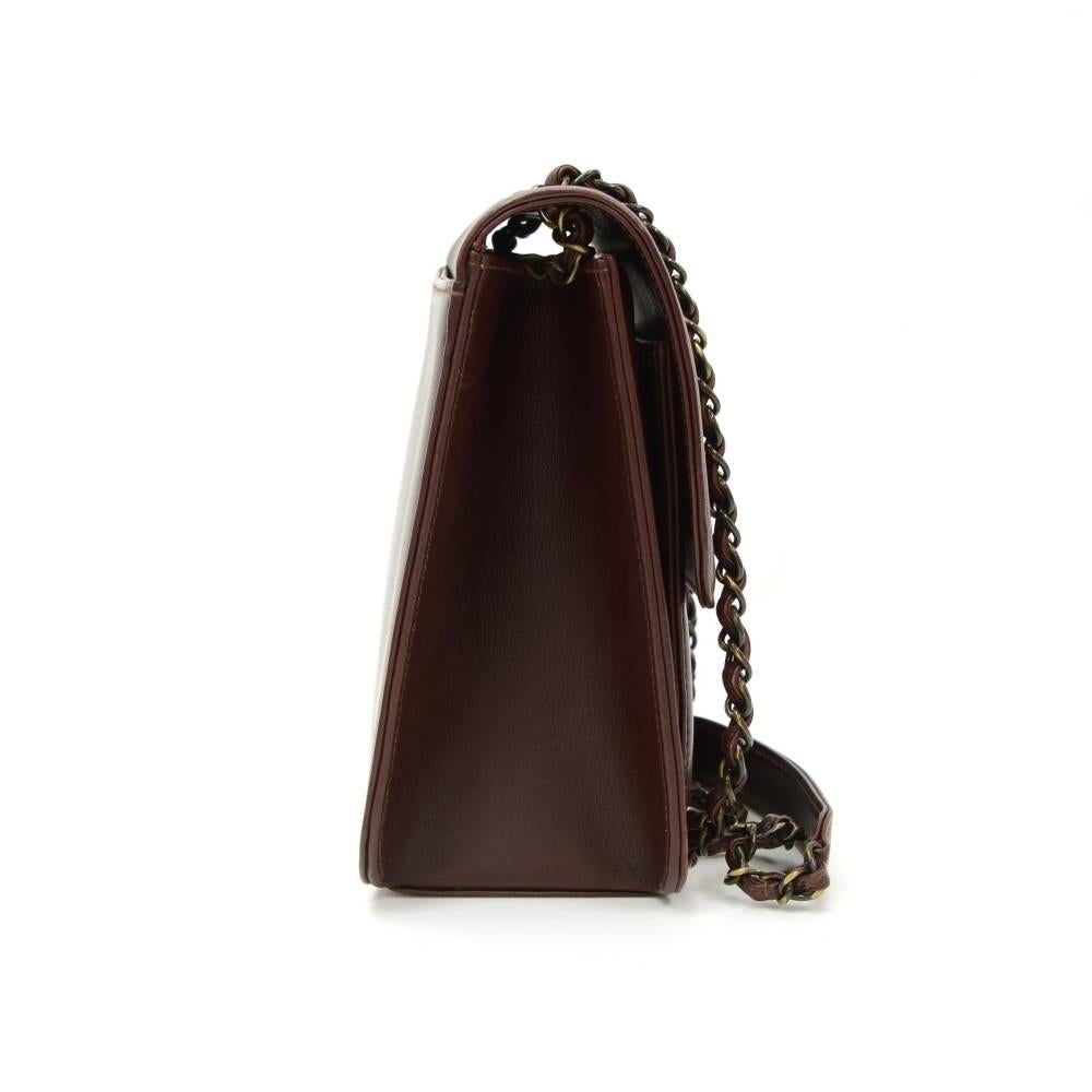 Women's Chanel Burgundy Leather Small Shoulder Flap Bag