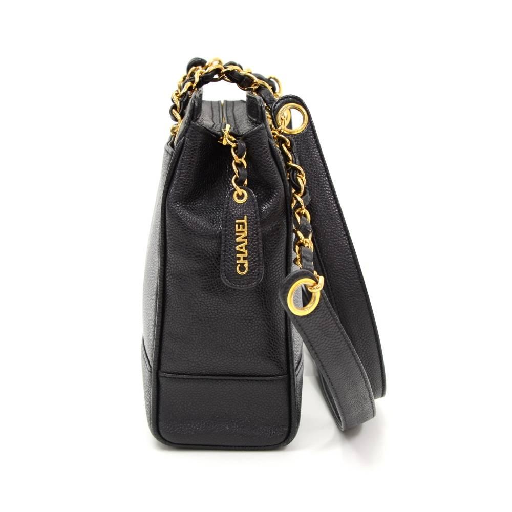 Chanel Medium Black Caviar Leather Medium Shoulder Tote Bag 1