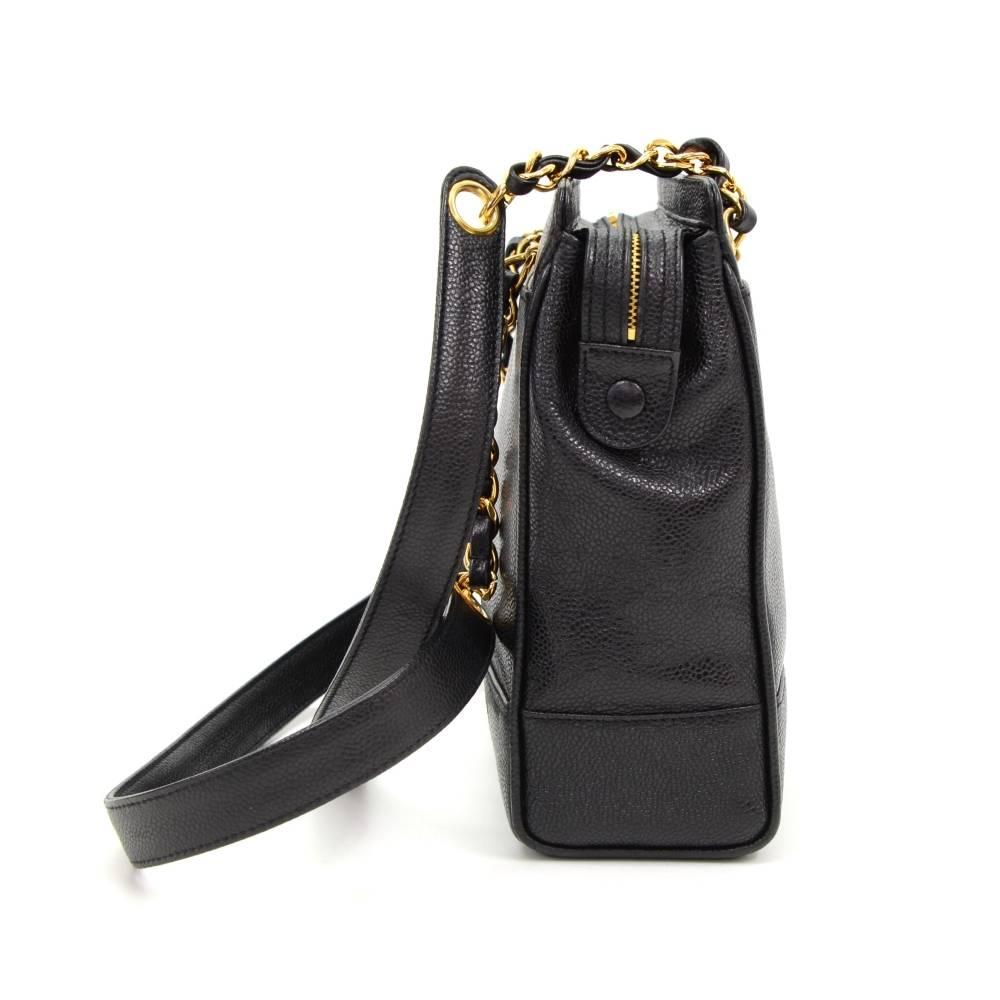 Women's Chanel Medium Black Caviar Leather Medium Shoulder Tote Bag
