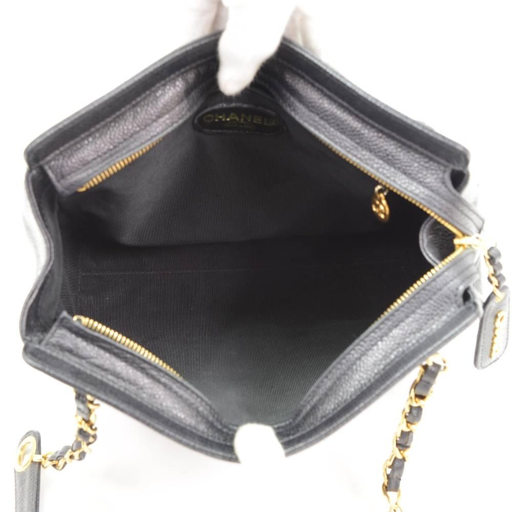Chanel Medium Black Caviar Leather Medium Shoulder Tote Bag 6