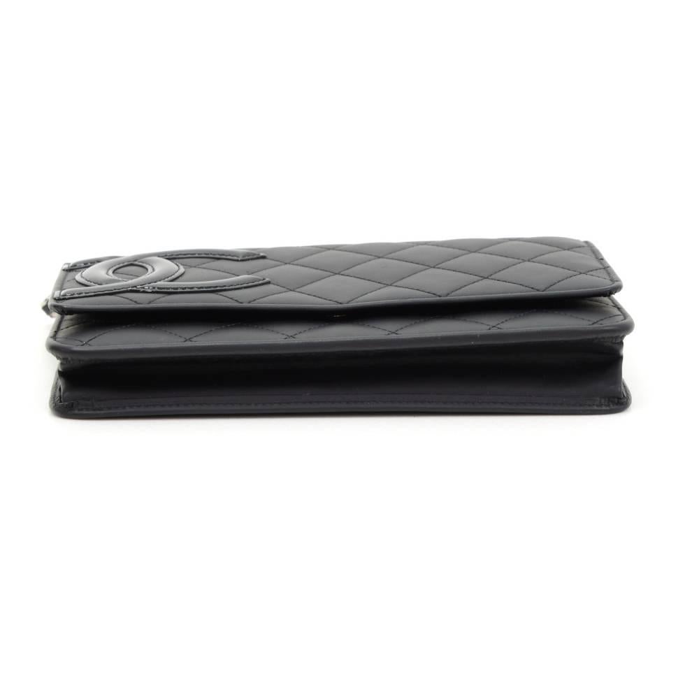 Chanel Cambon Black Quilted Leather Wallet On Long Shoulder Chain 2