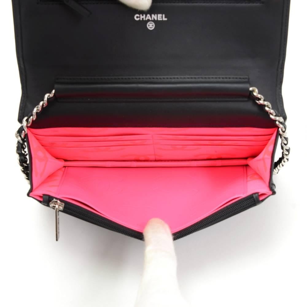 Chanel Cambon Black Quilted Leather Wallet On Long Shoulder Chain 6