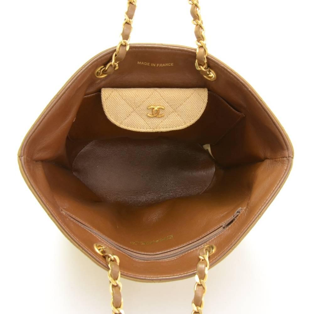 Vintage Chanel Brown Quilted Leather x Canvas Mini Bucket Hand Bag 6