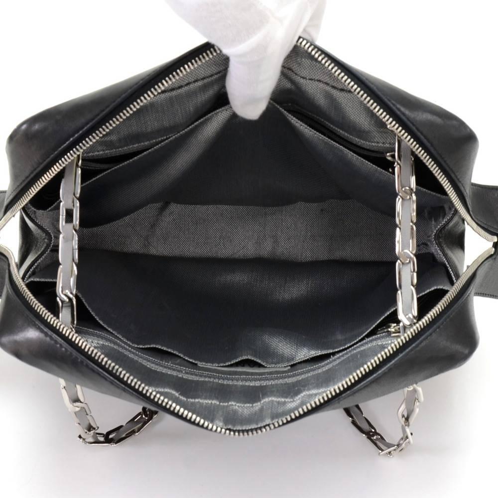 Chanel Mademoiselle Black x Gray Vertical Quilted Leather Shoulder Bag + Wallet 4