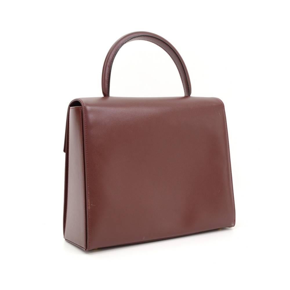 Brown Cartier Must Line Burgundy Leather Hand Bag