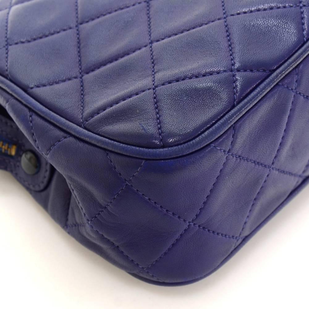 Vintage Chanel Navy Blue Quilted Leather Fringe Shoulder Bag 2