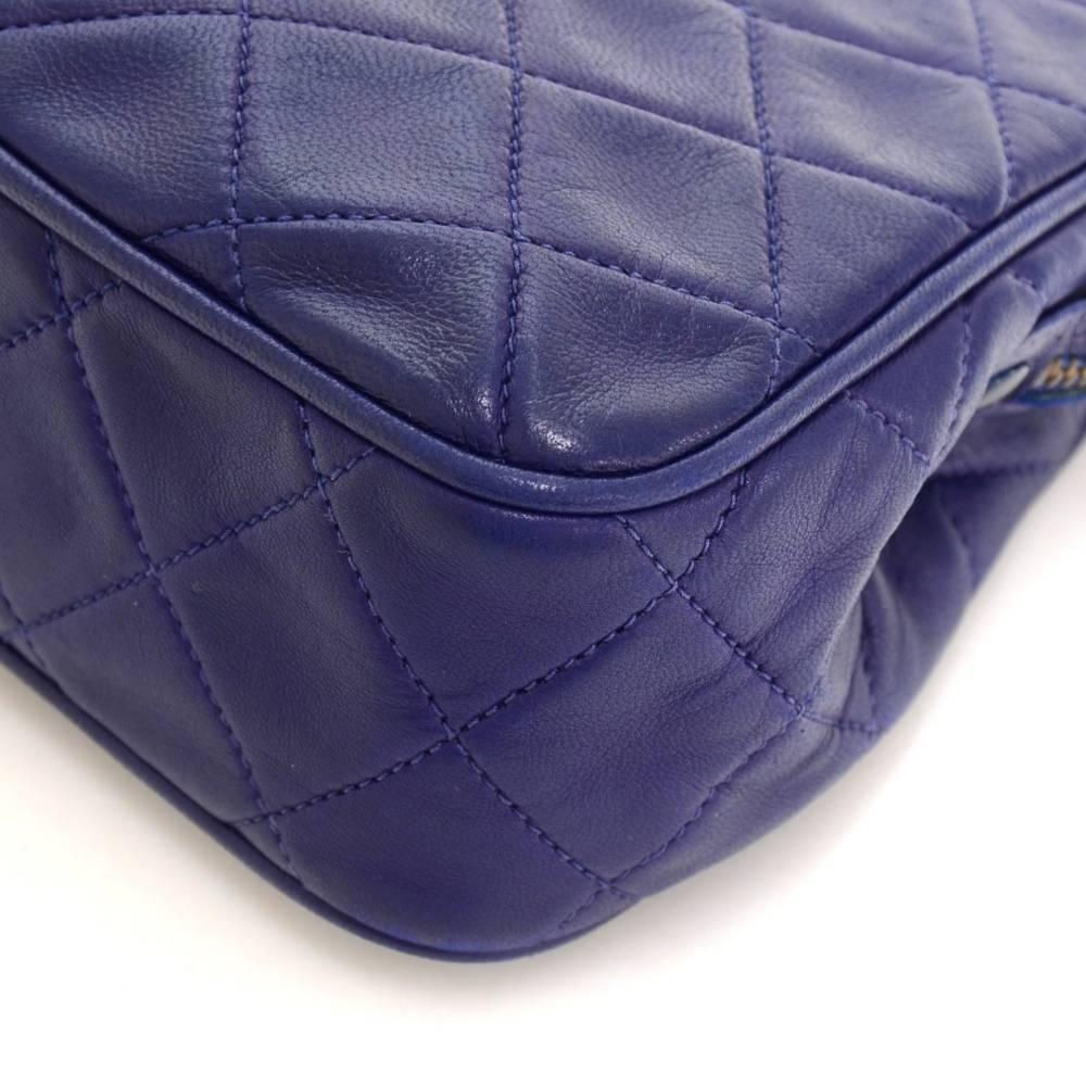 Vintage Chanel Navy Blue Quilted Leather Fringe Shoulder Bag 3