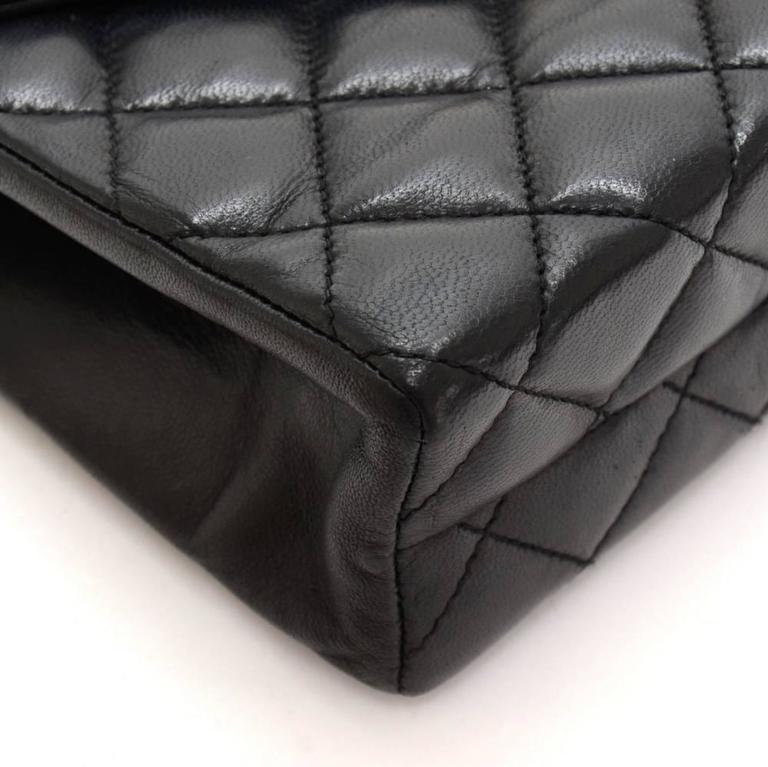 Vintage Chanel 7.5 inch Black Quilted Leather Shoulder Flap Bag Large ...
