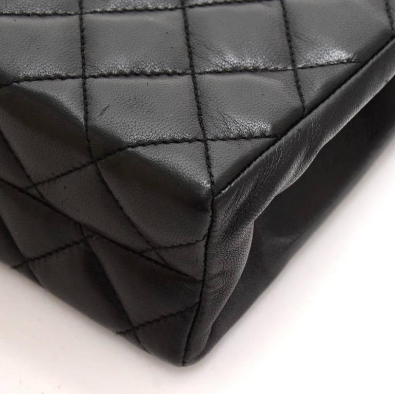 Vintage Chanel 7.5 inch Black Quilted Leather Shoulder Flap Bag Large ...