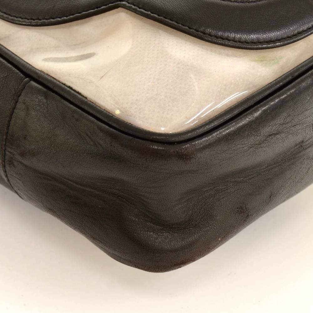 Women's Chanel Triple CC Black Leather x Clear Vinyl Medium Shoulder Tote Bag