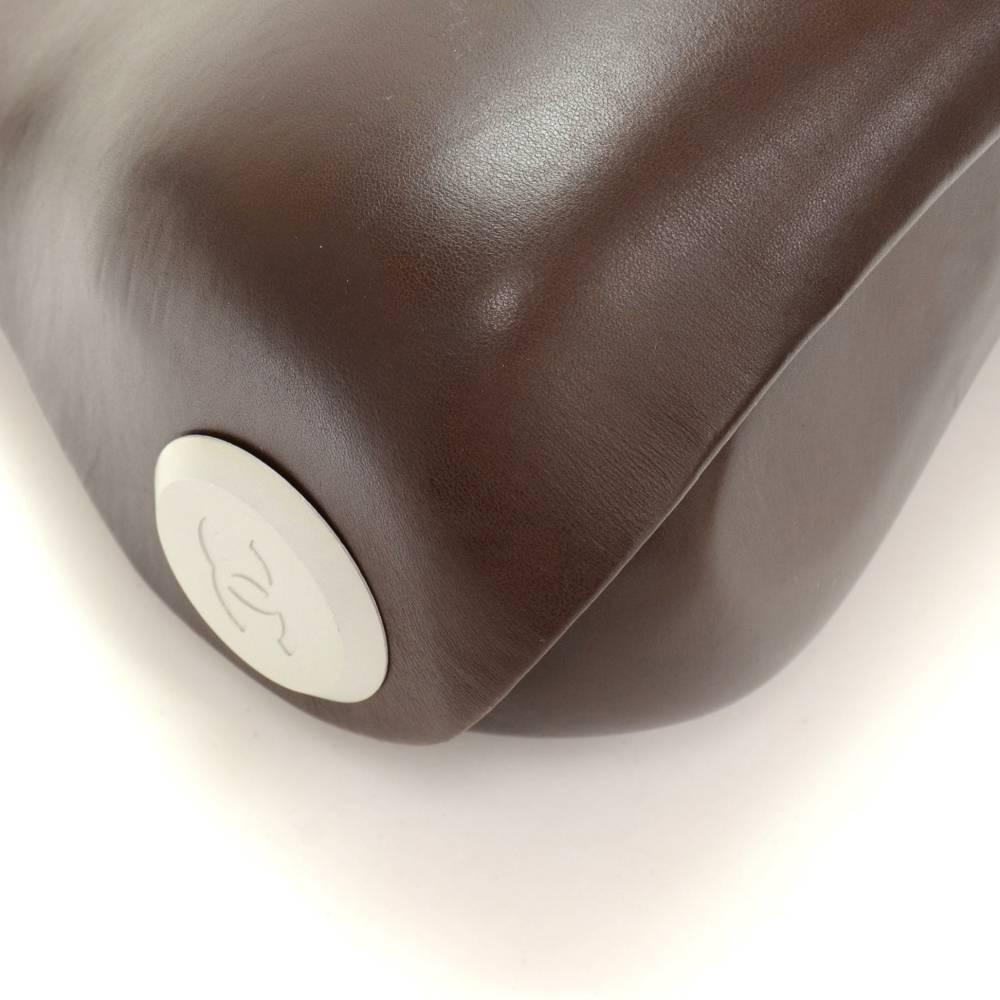 Chanel Butt Dark Brown Leather Hard Case Shoulder Hand Bag 2