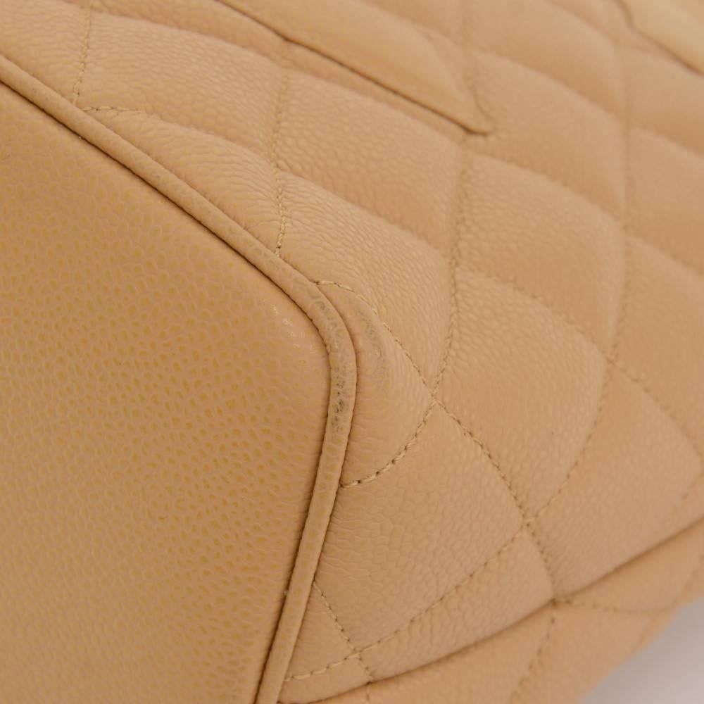 Chanel Revival Beige Quilted Caviar Leather Tote Hand Bag 2