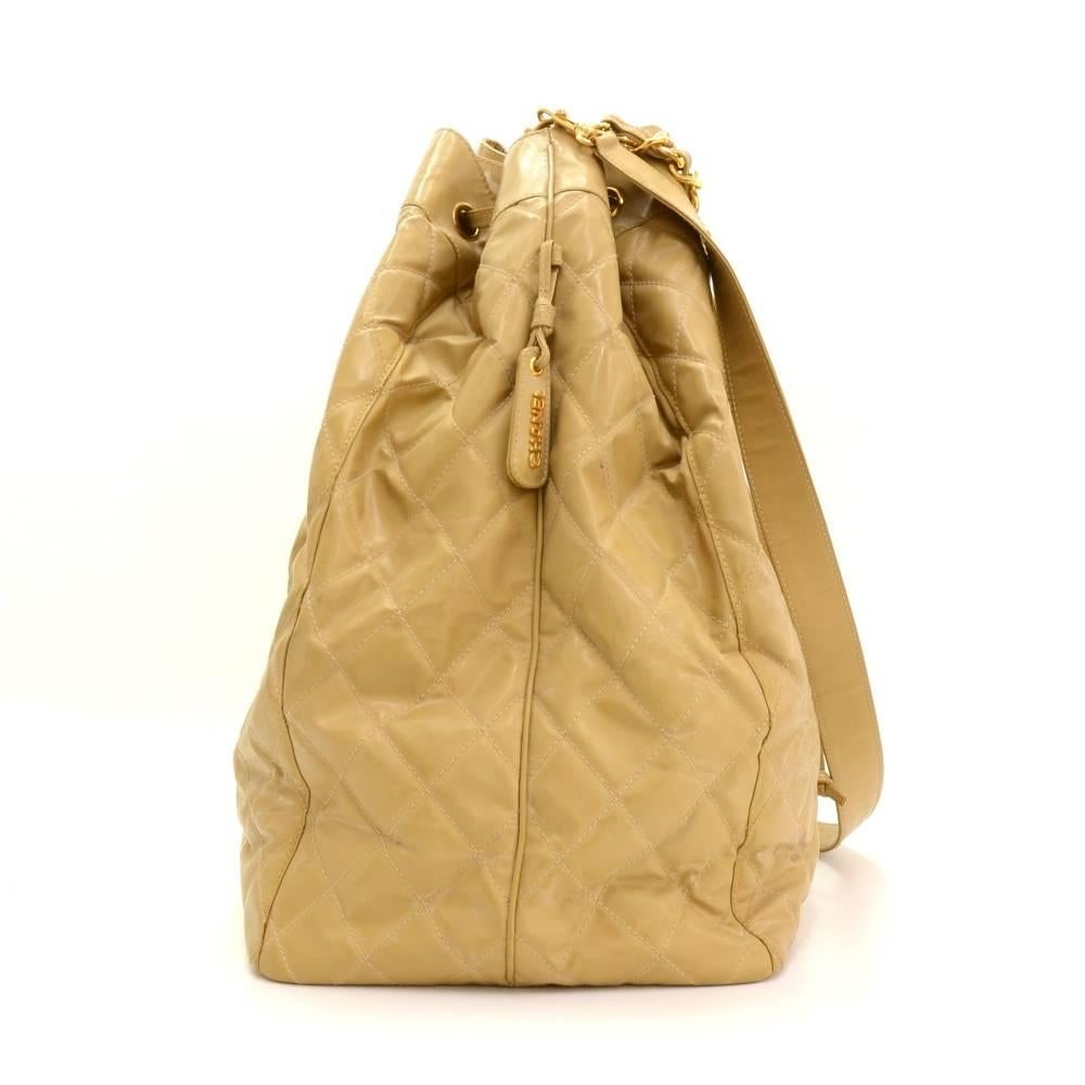 Chanel Bucket Beige Quilted Nylon XLarge Shoulder Bag 1
