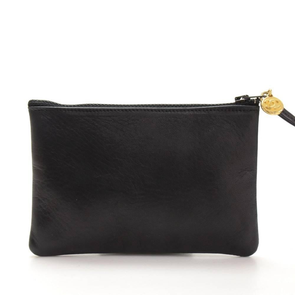 Vintage Chanel Black Lambskin Leather Shoulder Bucket Bag 5