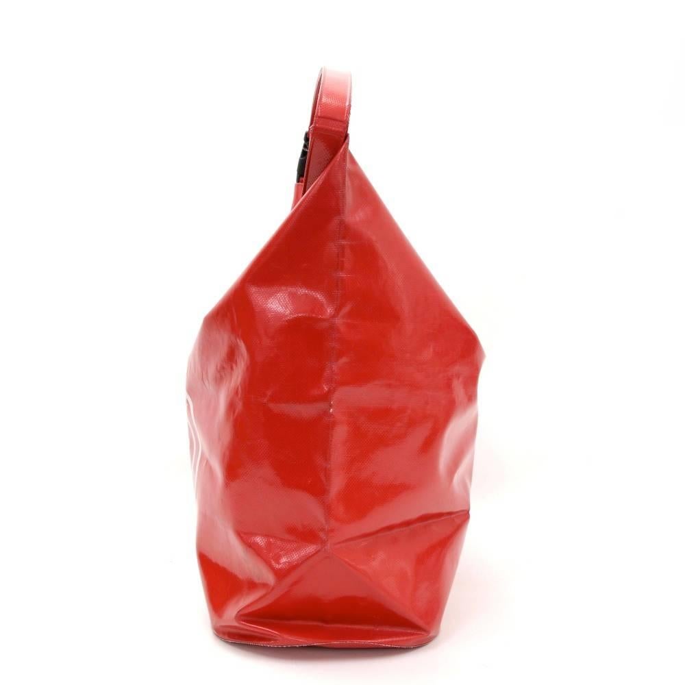Chanel Red Vinyl Waterproof Large Limited Tote Bag 1