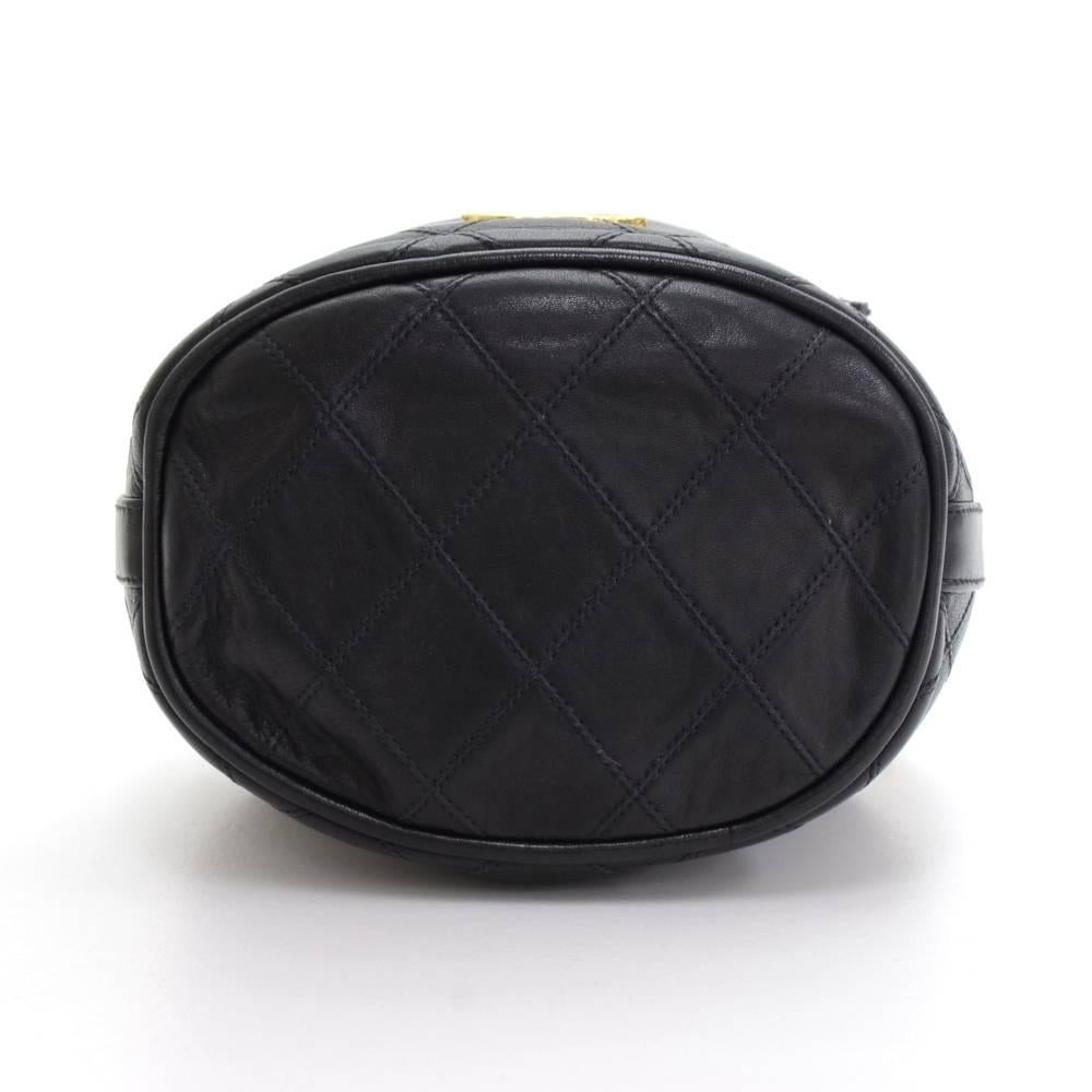 Vintage Chanel Black Quilted Leather Mini Bucket Shoulder Bag 2