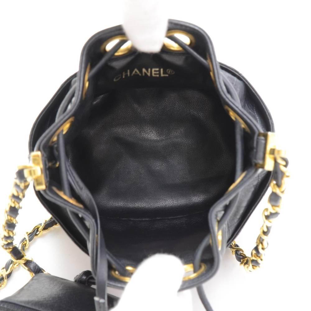 Vintage Chanel Black Quilted Leather Mini Bucket Shoulder Bag 4