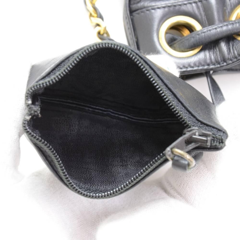 Vintage Chanel Black Quilted Leather Mini Bucket Shoulder Bag 6