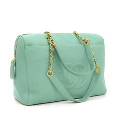 Chanel Green Caviar Leather Large Shoulder Bag