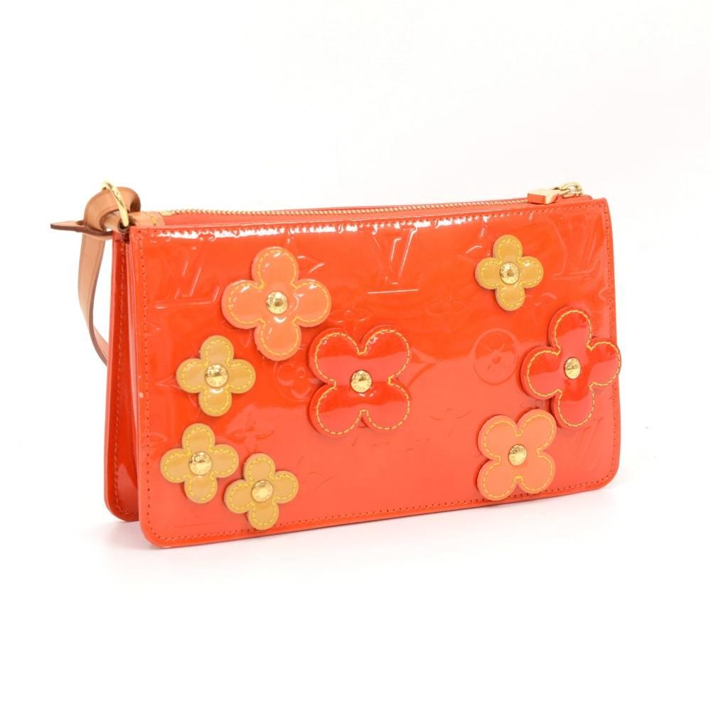 Louis Vuitton Red Vernis Leather Flower Lexington 2001 Limited Handbag In Excellent Condition In Fukuoka, Kyushu