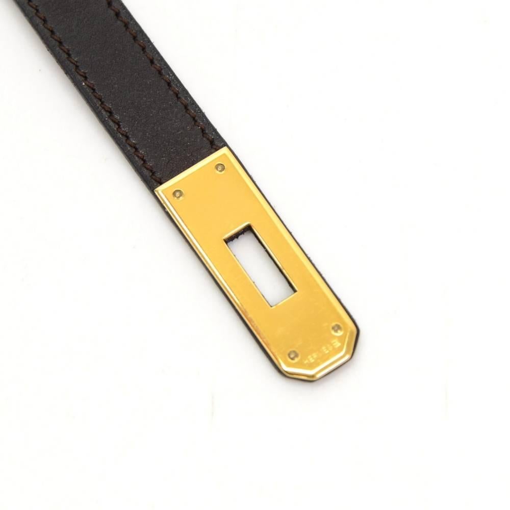 Hermes Kelly Double Tour Black Leather x Gold Tone Bracelet 2