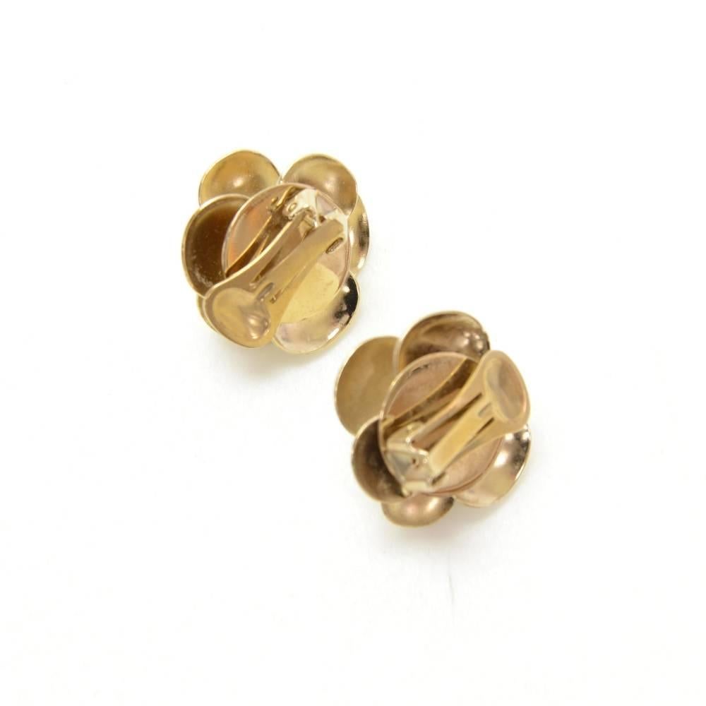 Chanel White Enamel Camelia Earrings CC In Excellent Condition In Fukuoka, Kyushu