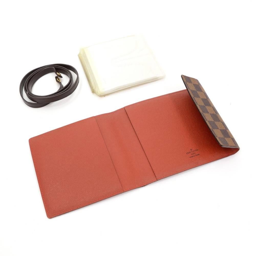 Louis Vuitton Ebene Damier Canvas CD Case Holder + Strap For Sale 4