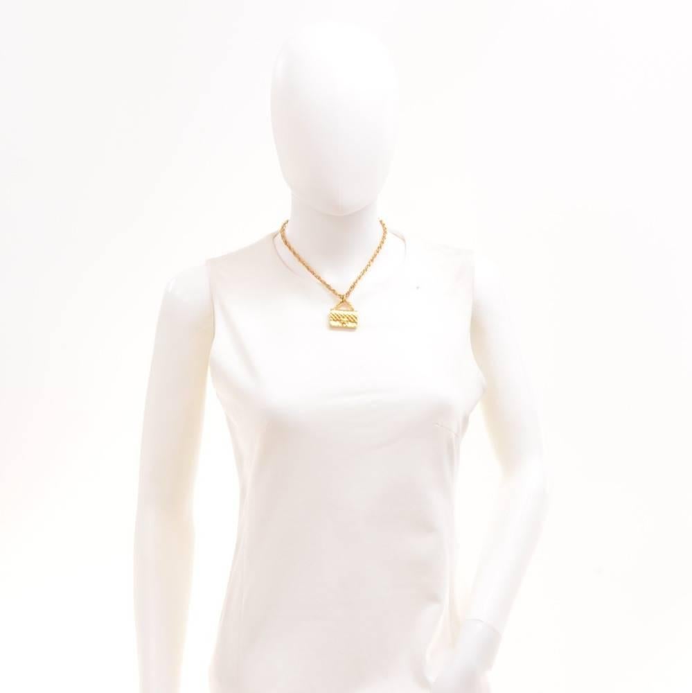 Women's Vintage Chanel 2.55 Bag Motif Pendant Top Chain Necklace CC