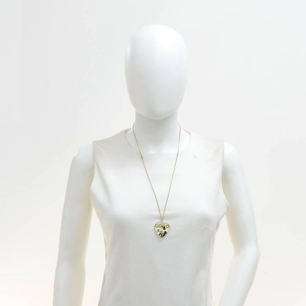 Women's Chanel CoCo Heart Shaped Pendant Gold Tone Necklace